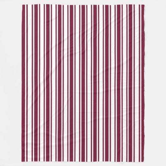 ブルゴーニュ赤と白キャンディストライプー フリースブランケット (正面)