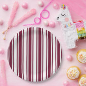 ブルゴーニュ赤と白キャンディストライプー ペーパープレート (パーティー)