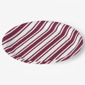 ブルゴーニュ赤と白キャンディストライプー ペーパープレート (アングル)