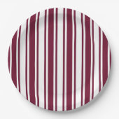 ブルゴーニュ赤と白キャンディストライプー ペーパープレート (正面)