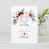 ブルゴーニュ赤と白フローラ幾何結婚の 招待状 (スタンド正面)
