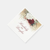 ブルゴーニュ赤と白フローラ結婚ズ スタンダードカクテルナプキン (角)