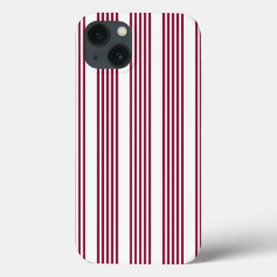 ブルゴーニュ赤と白五ストライプつのパターン iPhone 13ケース