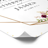 ブルゴーニュ赤と赤面幾何結婚記号 ポスター (角)