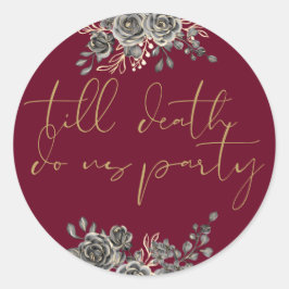 ブルゴーニュ赤と金ゴールドフローラゴシック結婚式の引き出物 ラウンドシール