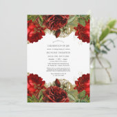 ブルゴーニュ赤と金ゴールドヴィンテージの生活お祝い 招待状 (スタンド正面)