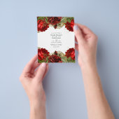 ブルゴーニュ赤と金ゴールドヴィンテージみすぼらしいバラ結婚ズ チラシ (手)