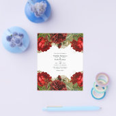 ブルゴーニュ赤と金ゴールドヴィンテージみすぼらしいバラ結婚ズ チラシ (シングル)