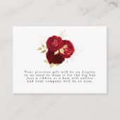 ブルゴーニュ赤と金ゴールドヴィンテージバラ エンクロージャーカード (正面)