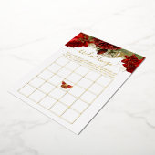 ブルゴーニュ赤と金ゴールドヴィンテージブライダルシャワービンゴ 箔招待状 (回転した状態)