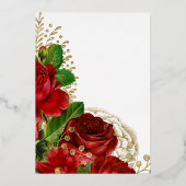 ブルゴーニュ赤と金ゴールドヴィンテージブライダルシャワービンゴ 箔招待状 (裏面)