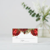 ブルゴーニュ赤と金ゴールドヴィンテージ結婚バラ プレイスカード (スタンド正面)