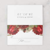 ブルゴーニュ赤と金ゴールドヴィンテージ結婚バラ プレイスカード (外部開封)