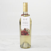 ブルゴーニュ赤と金ゴールドヴィンテージ結婚バラ ボトルネックタグ (ボトル)