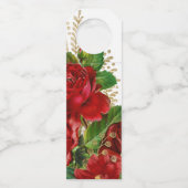 ブルゴーニュ赤と金ゴールドヴィンテージ結婚バラ ボトルネックタグ (裏面)