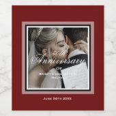 ブルゴーニュ赤のカスタマイズ可能な50周年記念写真 ワインラベル (シングルラベル)