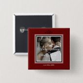 ブルゴーニュ赤のカスタマイズ可能50周年結婚の 缶バッジ (正面&裏面)