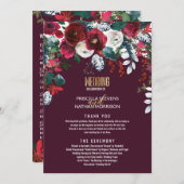 ブルゴーニュ赤アイボリーフローラ配置金ゴールド結婚ズ プログラム (正面/裏面)