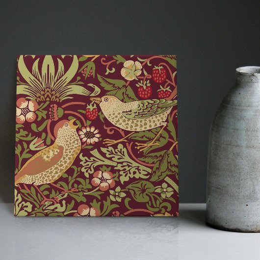 ブルゴーニュ赤ウィリアム・モリスイチゴ泥棒 タイル