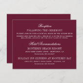 ブルゴーニュ赤エレガントな結婚式の情報 エンクロージャーカード (正面/裏面)