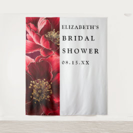 ブルゴーニュ赤エレガントフローラブライダルシャワー背景 タペストリー