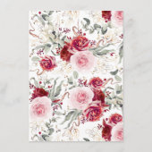 ブルゴーニュ赤エレガント花ボホ結婚詳細 エンクロージャーカード (裏面)