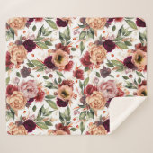 ブルゴーニュ赤オレンジ色の花秋パターン植物学 シェルパブランケット (正面(横))