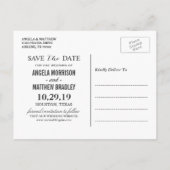 ブルゴーニュ赤シックフローラ結婚式の日付を保存 案内ポストカード (裏面)