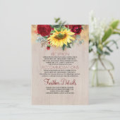 ブルゴーニュ赤バラとヒマワリ結婚の詳細 エンクロージャーカード (スタンド正面)