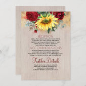 ブルゴーニュ赤バラとヒマワリ結婚の詳細 エンクロージャーカード (正面/裏面)