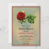 ブルゴーニュ赤バラ緑フローラブライダルシャワー 招待状 (正面)