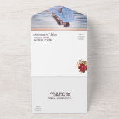 ブルゴーニュ赤ピンクローズフローラ写真 オールインワン招待状 (外側)