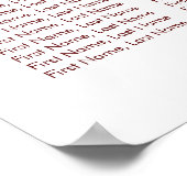 ブルゴーニュ赤フローラエレガントな結婚式座席表 ポスター (角)