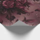 ブルゴーニュ赤フローラギフトラッピング紙 ラッピングペーパー (角)