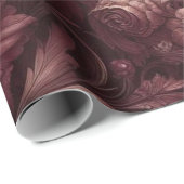 ブルゴーニュ赤フローラギフトラッピング紙 ラッピングペーパー (ロールコーナー)