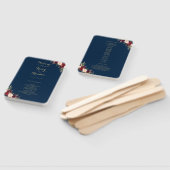 ブルゴーニュ赤フローラネイビーブルー金ゴールドスクリプト結婚ズ ハンドファン (組立なし)