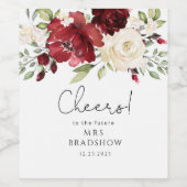 ブルゴーニュ赤フローラブライダルシャワーワインラベル ワインラベル (シングルラベル)