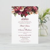 ブルゴーニュ赤フローラブーケ結婚イスラーム 招待状 (スタンド正面)