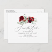 ブルゴーニュ赤フローラボホ日付を保存 ポストカード (正面/裏面)