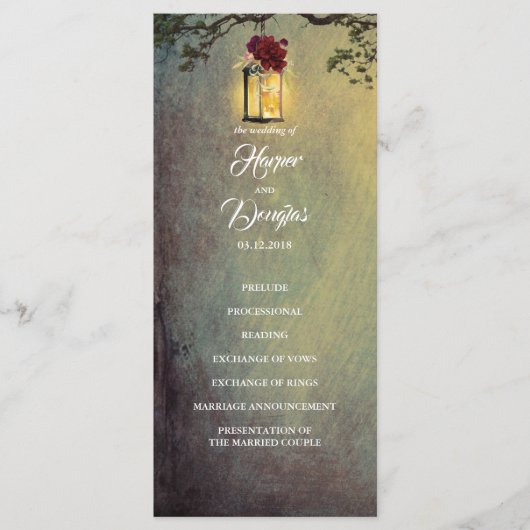 ブルゴーニュ赤フローラランタン灯結婚式 プログラム (正面)