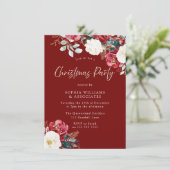 ブルゴーニュ赤フローラ作品または家族のクリスマスパーティー 招待状 (スタンド正面)
