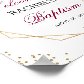 ブルゴーニュ赤フローラ幾何学洗礼ウェルカムサイン ポスター (角)