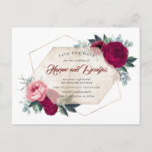 ブルゴーニュ赤フローラ幾何学的秋日付の保存 案内ポストカード (正面)