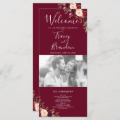 ブルゴーニュ赤フローラ手書写真結婚ズ プログラム (正面/裏面)