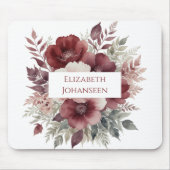 ブルゴーニュ赤フローラ水モダン色かわいらし名 マウスパッド (正面)