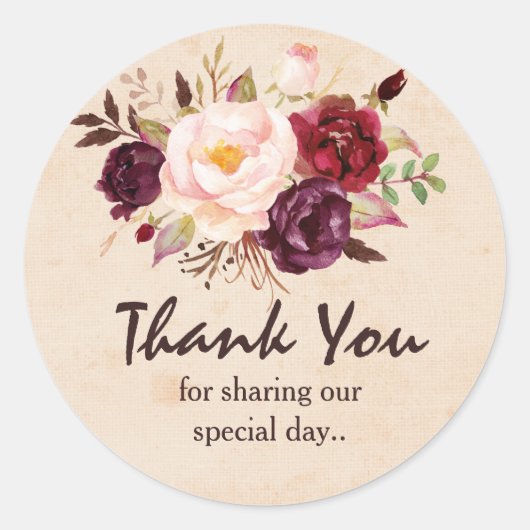 ブルゴーニュ赤フローラ素朴ボホサンキュー ラウンドシール (正面)