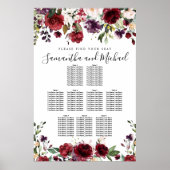 ブルゴーニュ赤フローラ9台結婚の座席表 ポスター (正面)