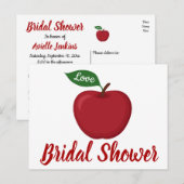 ブルゴーニュ赤ブライダルシャワーアップルカントリー結婚式 インビテーションポストカード (正面/裏面)