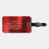ブルゴーニュ赤ブラシ仕上げスチール金属スクリプトモノグラム ラゲッジタグ (裏面横)