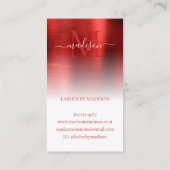 ブルゴーニュ赤ブラシ仕上げ金属モノグラムスタイリッシュスクリプト 名刺 (裏面)